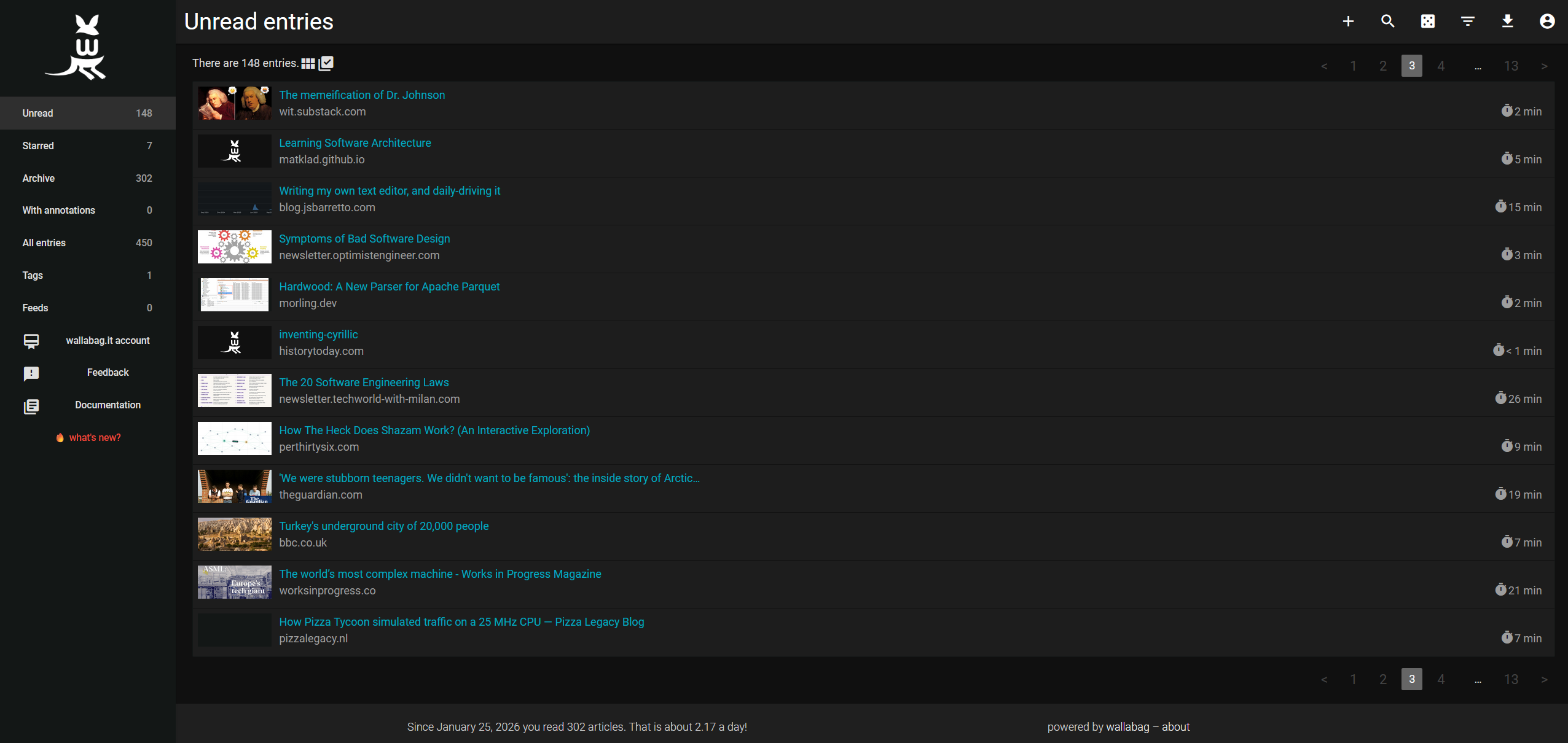 Wallabag web app