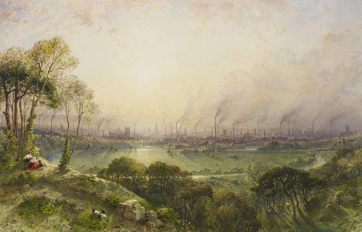 "Manchester from Kersal Moor, with rustic figures and goats" - William Wyld
